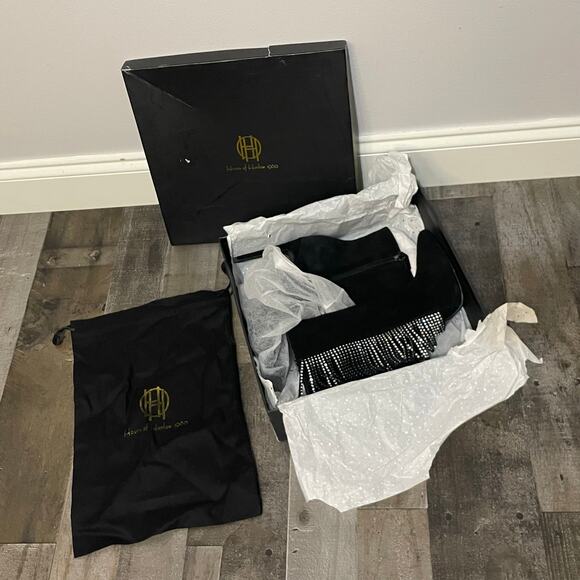 House of Harlow 1960 Revolve Ankle Booties Women’s Asher Zip Fringe Sz 9.5 Black - Picture 8 of 10